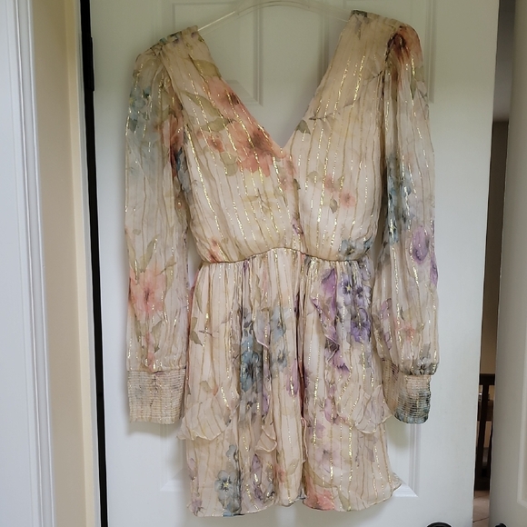 Anthropologie Forever That Girl V-Neck Lurex Mini Dress - Picture 4 of 14